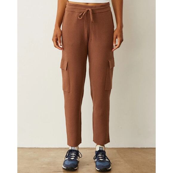 MONROW Waffle cargo joggers Burnt Caramel Small NWT - Picture 1 of 7